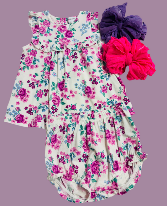 Cute Little Roses Ruffle Top & Bloomer