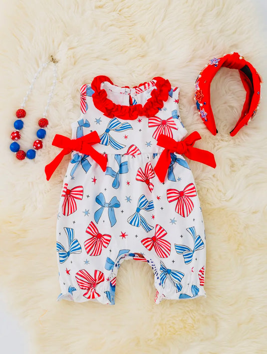Coquette Multi Patriotic baby romper