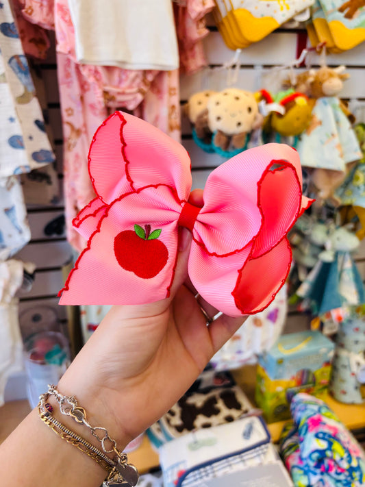 Embroidered Apple 🐊 clip bow
