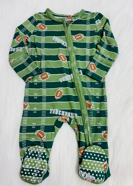Football field - glow in the dark 2 way zipper footie