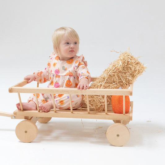 Autumn pumpkins ruffle sleeve romper