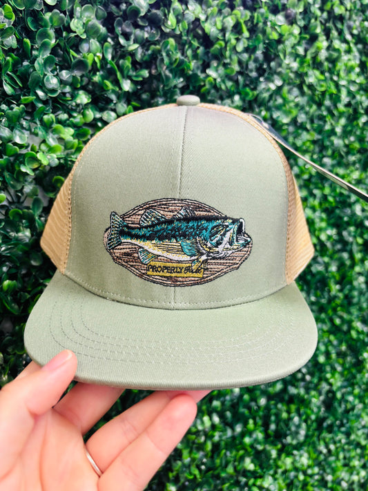 Boys trucker hat Bass mount Properly Tied
