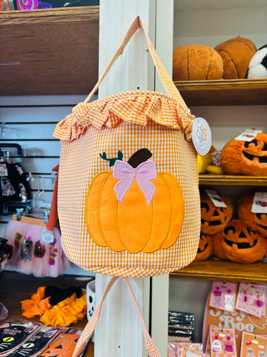 Customizable Ruffled Bow Pumpkin Tote
