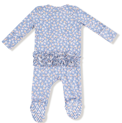 Country Calico 2 way zipper ruffle footie