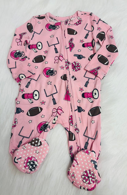 Game day- 2 way zipper ruffle footie