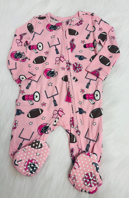Game day- 2 way zipper ruffle footie