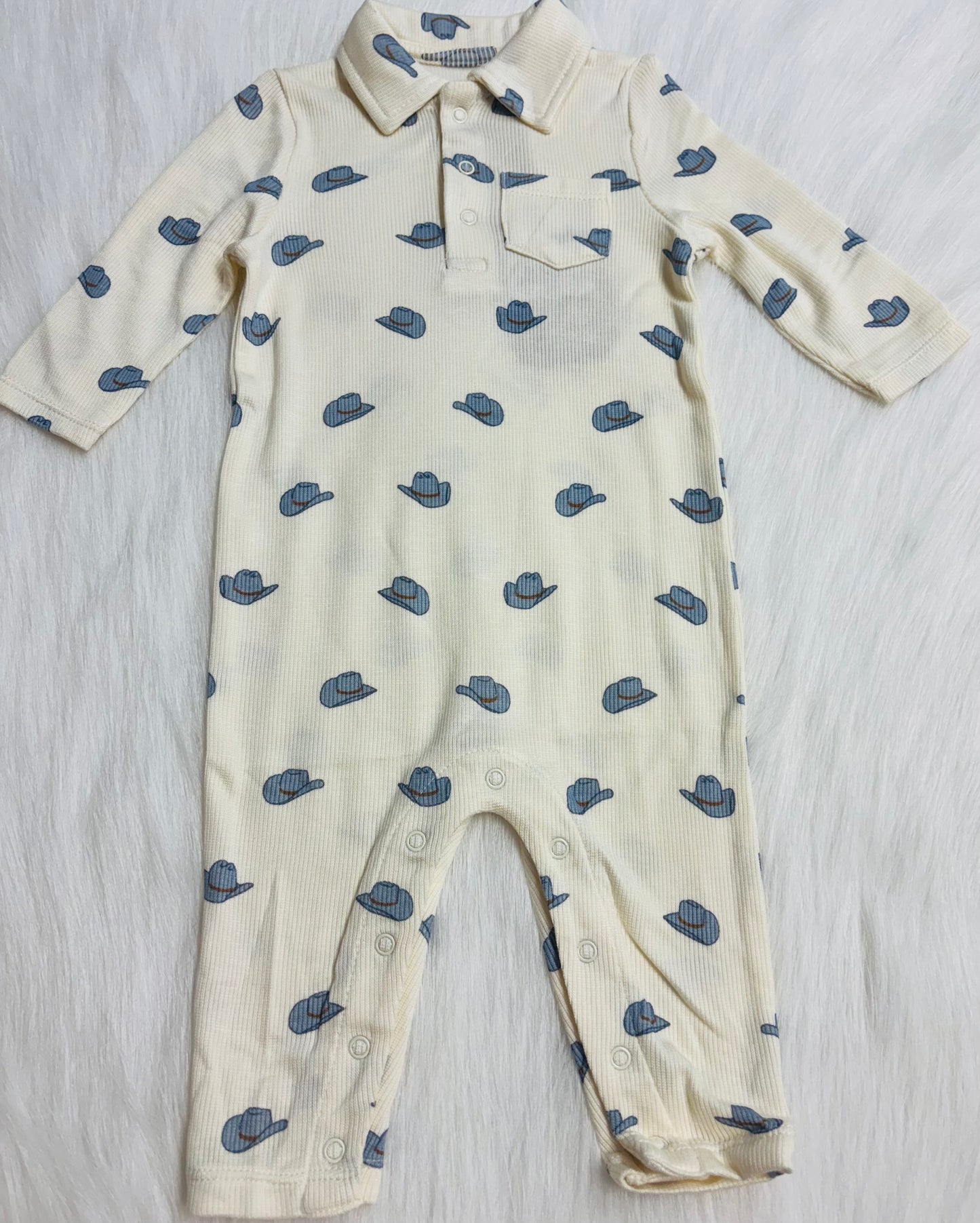 Petite Cowboy Hats Polo Romper
