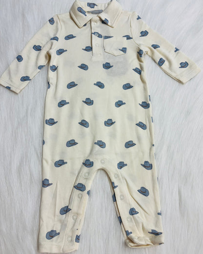 Petite Cowboy Hats Polo Romper