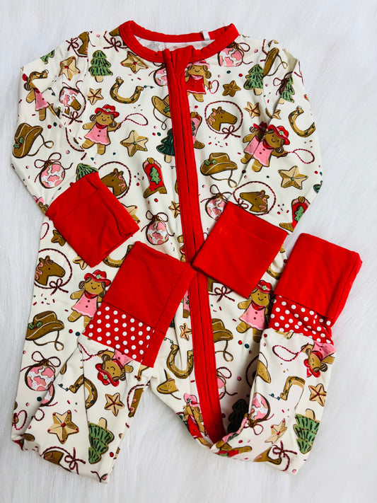Cowgirl 2 way footie romper