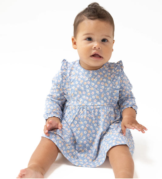 Country Calico ruffle L/S bodysuit dress