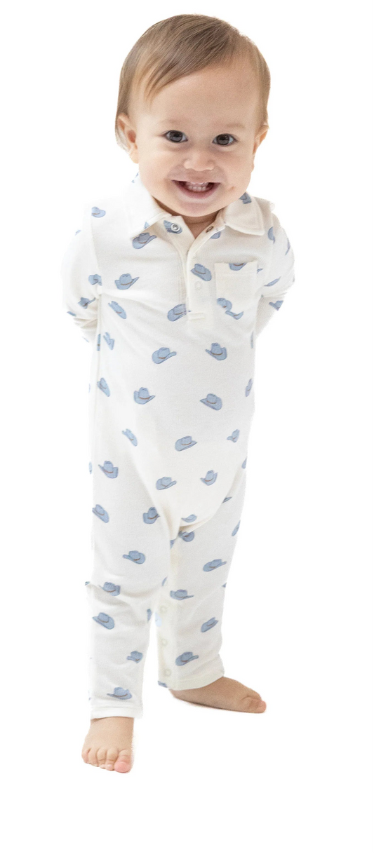 Petite Cowboy Hats Polo Romper