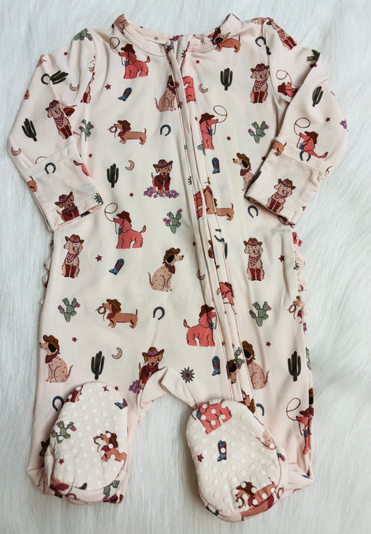 Cowgirl dogs 2 way ruffle footie