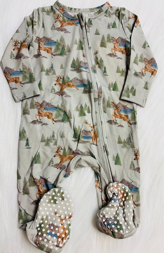 Buck deer 2 way zipper footie unisex