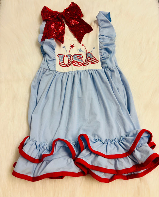 USA short sleeve smocked dress
