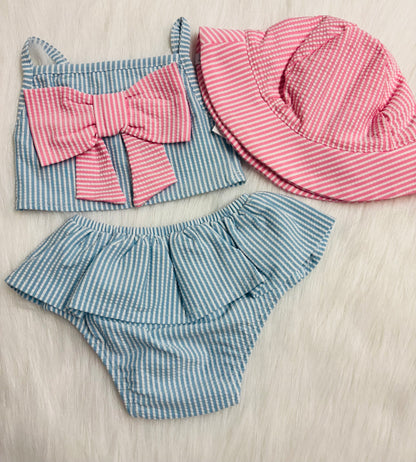 Seersucker 3 piece swim set