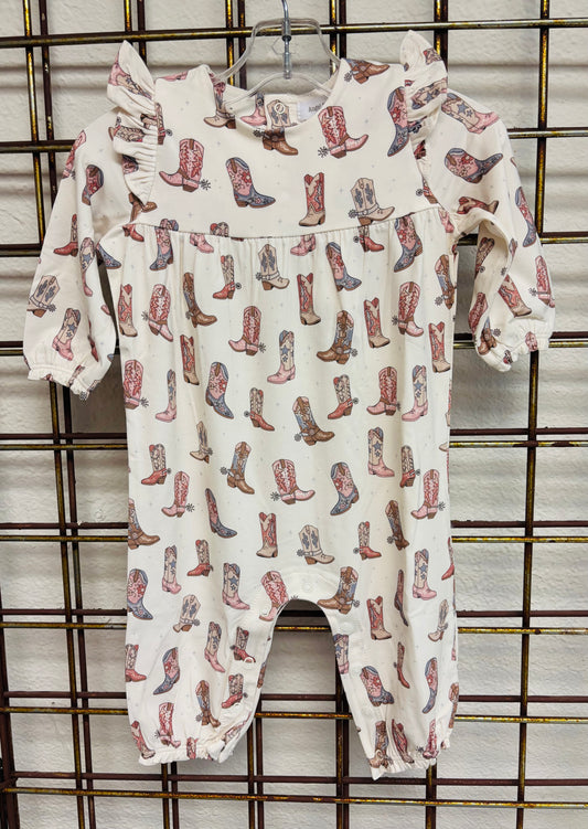 Future cowgirl ruffle sleeve romper