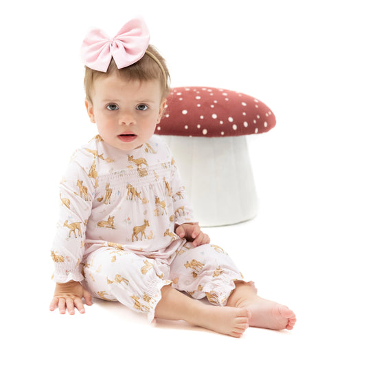 Little fawn smocked L/S Romper