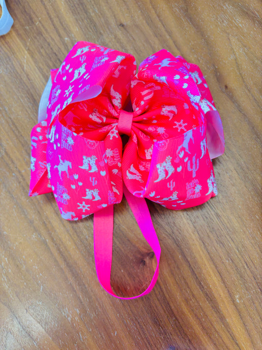 Hot pink cowgirl bow/headband