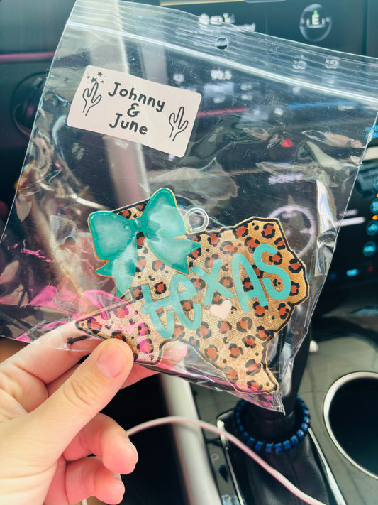 Teal Texas Car Freshie