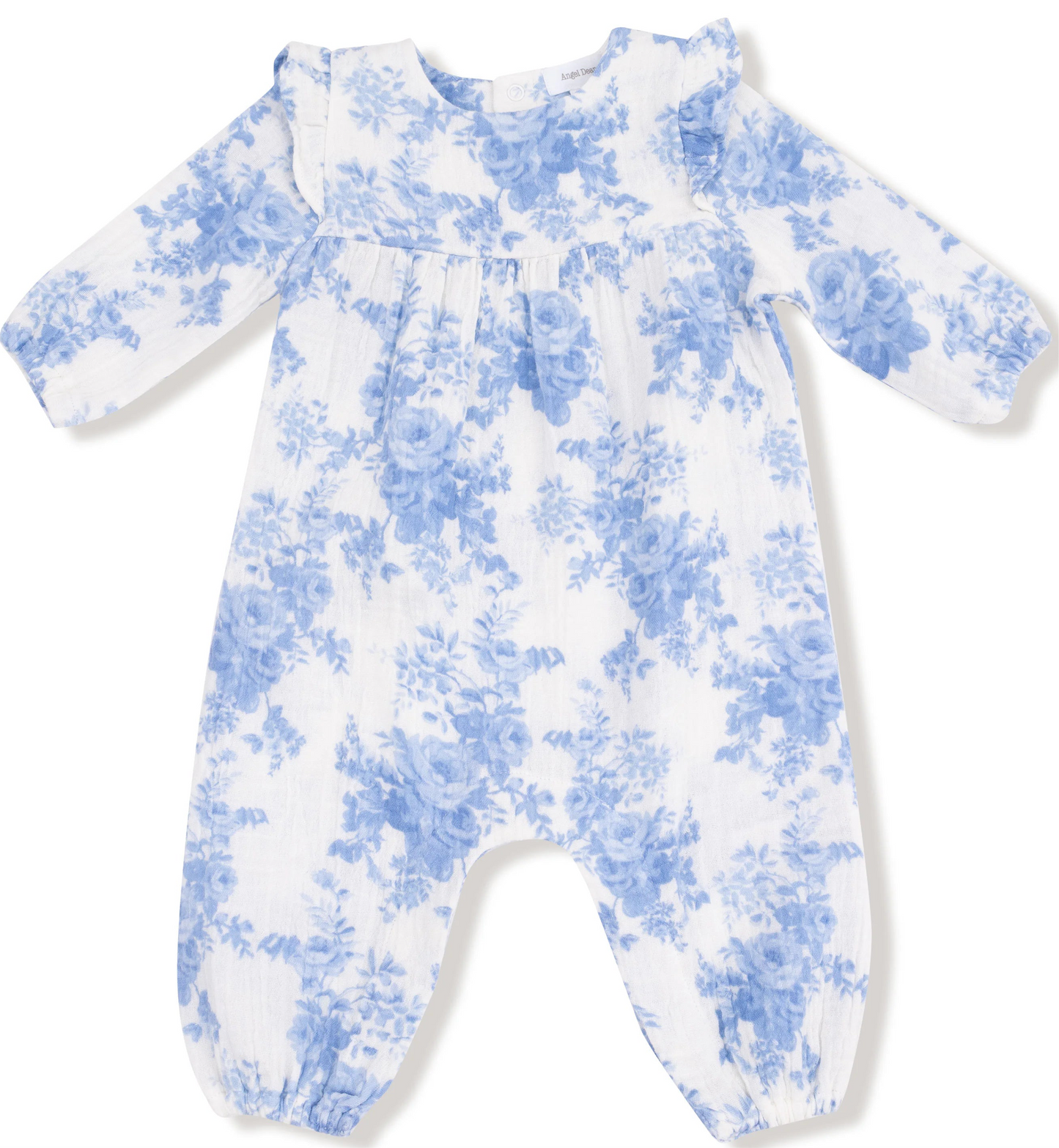 Dream Cottage Floral Blue Ruffle Sleeve Romper