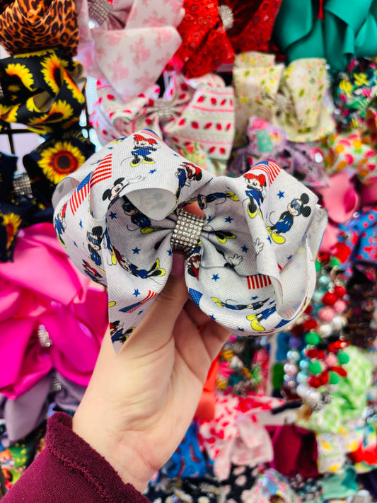 Gray Mickie mouse bow